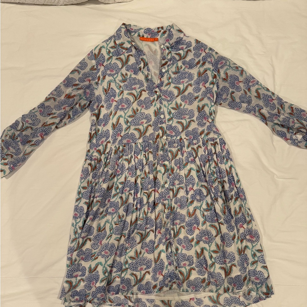 Oliphant Blue and Gray Casual Wrap Sundress